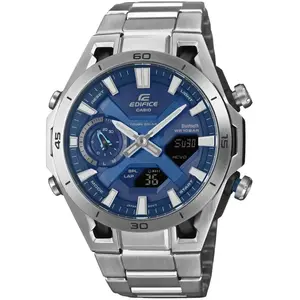 Casio, Montre, ECB-2300D-2AEF, Argent, Bleu, (Chronographe, Montre analogique, Montre numérique, 45.80 mm) pas cher