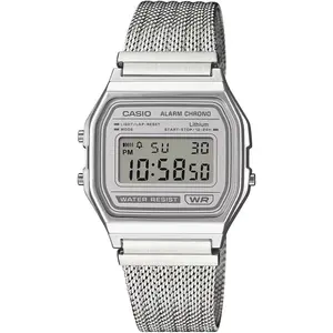 NoName, Montre, Casio, Vintage Digitaluhr A158WEM-7EF, verchromtes Harz, Argent, (33 mm) pas cher
