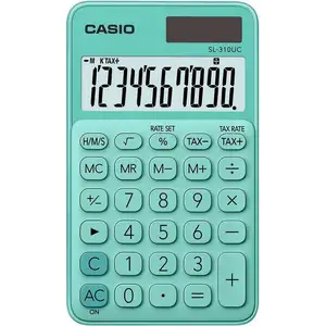 Casio SL-310UC Calculatrice de poche 10 chiffres panneau solaire, pile vert
