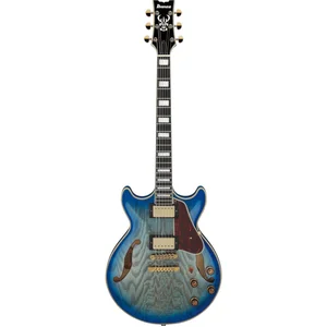 Ibanez Artcore AM93QA-JBB Jet Blue Burst - Elektrische gitaarVendu parbol