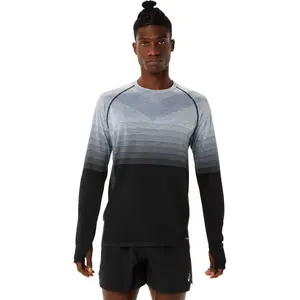 Asics Seamless Long Sleeve Top Homme Noir, gris et blanc pas cher
