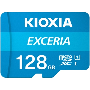 Kioxia Exceria microSD kaart 128 GB - Class 10 - inclusief SD Adapter - Blauw pas cher