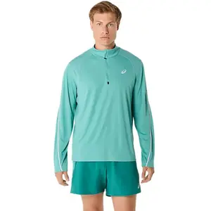 Sweat Asics Road Lite-Show 1/2 Zip Bleu Clair, Taille S pas cher