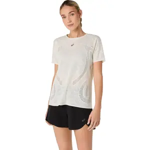 T-shirt Asics Metarun Blanc Beige Femme, Taille S