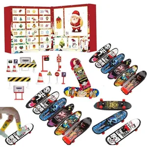 Calendrier De L'Avent Mini Finger Skateboard 24 Jours Calendrier De L'Avent De Noël Tableau Jouets Finger Skate Pour Enfants Garçons pas cher