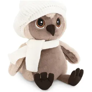 Orange Toys knuffel uil met witte muts en sjaal - pluche speelgoed. pas cher