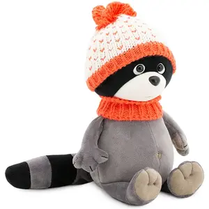 Raton laveur avec bonnet orange Denny (25 cm assis) pas cher