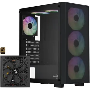 AeroCool B509A Flow-G-BK-v1, mit Netzteil Aero 650 (schwarz, Tempered ... pas cher