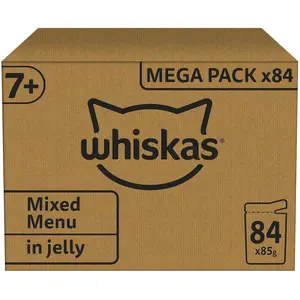 WHISKAS Repas pour Chat - 84 Sachets Fraîcheur de 85g - Sélection Mixte (4 variétés) Pâtée pour Chat Adulte en Gelée - Nourriture Humide Complète & Equilibrée pas cher