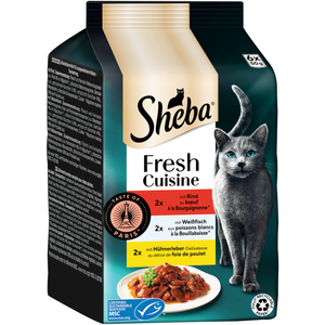 Sheba Fresh Cuisine Taste of Paris 6 x 50 g pour chat - boeuf, poisson blanc et foie de poulet pas cher