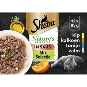 Sheba 12x 85g - sélection mixte (poulet, dinde, thon, saumon) pas cher