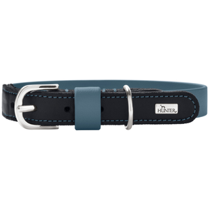 HUNTER collier Wolmar BioThane® x cuir, bleu fumé/noir Gr. S : 45cm de...