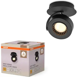Osram, Applique + plafonnier, DECOR SPOT VENUS BLACK 1 spot (210 lm) pas cher