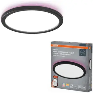 Osram, Applique + plafonnier, SMART+ ORBIS Ultra Slim Backlight Black 235mm RGB + TW (1070 lm) pas cher