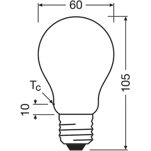 OSRAM LED Superstar Classic LED-lamp A 60 in klassieke bolvorm van matglas, 3,8 W, 806 lm, E27 fitting, warm wit licht met 2700 K, EEK A, 60 mm diameter.