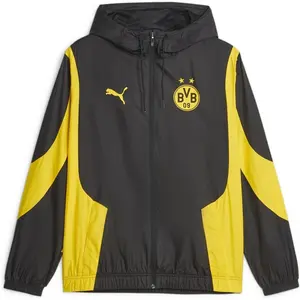 Puma Sweatshirt à capuche Borussia Dortmund Prematch Woven Anthem - noir/jaune or - XS pas cher