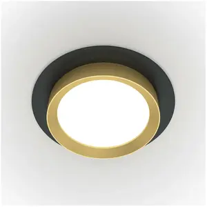 Maytoni Hoop Downlight Encastré Rond Noir, Or Gx53 pas cher
