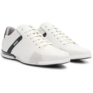 Comparateur de prix : BOSS Saturn Lowp Baskets en cuir avec doublure anti-odeurs pour homme, blanc, 41 EU