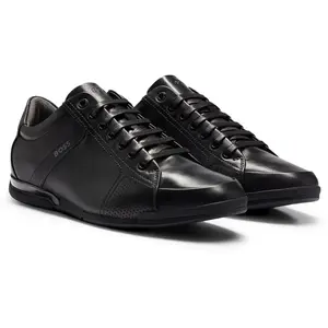 Comparateur de prix : BOSS Saturn Lowp Baskets en cuir avec doublure anti-odeurs pour homme, Noir, 40 EU