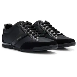 BOSS Saturn Lowp Baskets mixtes en daim et cuir synthétique pour homme Taille, Noir, 40 EU