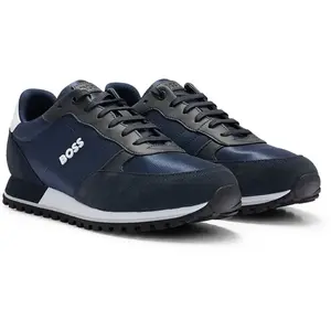 Comparateur de prix : Boss Parkour-l Runn Sneakers - Leren Sneaker - Heren - Blauw - Maat 44