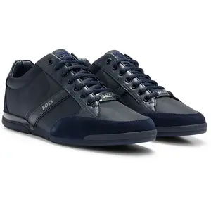 Comparateur de prix : BOSS Saturn Lowp Baskets mixtes en daim et cuir synthétique pour homme Taille, noir foncé, 40 EU