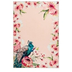 Tapis Imprimé Fleuri à Poils Courts Blossom Crème 80 x 150 cm pas cher
