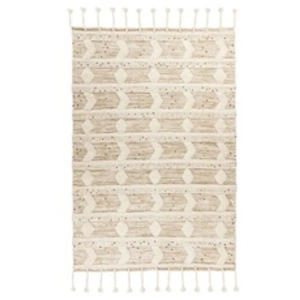Tapis Bohème Tissé Fait à la Main Bohist Crème & Kaki 120 x 180 cm