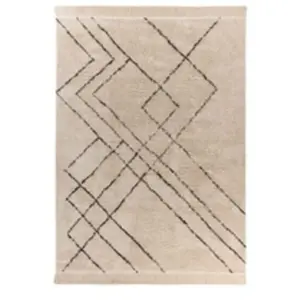 Tapis Tufté à la Main Ethnique Mylen VI Beige & Noir 160 x 230 cm pas cher