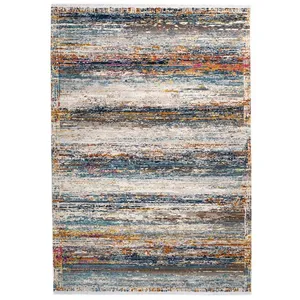 One Couture Tapis moderne multicolore pour chambre d'enfant - Rayures - Tapis de salon, salle à manger, couloir - Dimensions : 120 x 170 cm pas cher