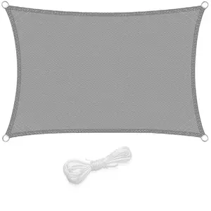 WOLTU Voiles d'ombrage,rectangulaire 4x5m,en HDPE,Protection Solaire, Anti 85% UV, pour Jardin terrasse Camping,Gris Clair pas cher