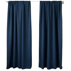 WOLTU 2 pièces Rideaux occultant,pour Maison intérieure pour fenêtre et Porte Isolant Thermique,135x175cm,Bleu Foncé VH5882dbl-2 pas cher
