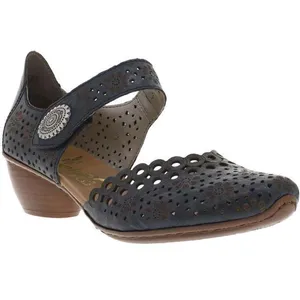 Escarpins - Rieker - Cuir - Talon bottier 4cm - Femme - Bleu marine pas cher