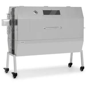 Barbecue charbon - Klarstein Sauenland Pro XL Suckling Pig Grill - Rôtissoire à charbon de bois - broche rotative - Argent