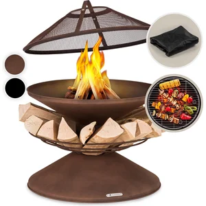 Blumfeldt Aguilera vuurschaal met grill Ø 65 cm houtopslag staal