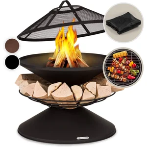Comparateur de prix : Braséro Blumfeldt Aguilera - Foyer extérieur avec barbecue - 65 cm - Acier Noir