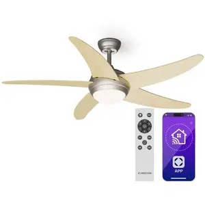 KLARSTEIN Ventilateur de plafond intelligent 132 cm, avec lumiere integree et moteur dc pour toute saison, ideal comme ventilateur de poele à bois pas cher
