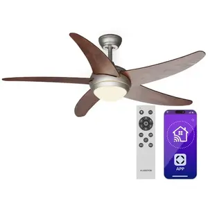 KLARSTEIN Karstein ventilateur de plafond intelligent 132 cm avec lumiere, moteur DC, mode éte-hiver, parfait comme ventilateur de poêle à bois - Ventilateur pas cher