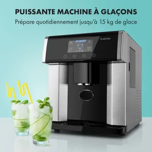 Klarstein Eiszeit Machine à glaçons 15kg - 24h - 3 tailles de cubes - ...