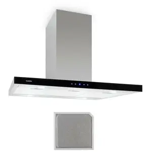 Klarstein Madonna Hotte îlot 90cm + filtre recyclage d'air 500 m³/h inox