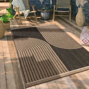 Paco Home Tapis Exterieur Terrasse Salon Cuisine Boho Fleurs Lavable En Machine 3D Gris foncé 80x150 cm pas cher