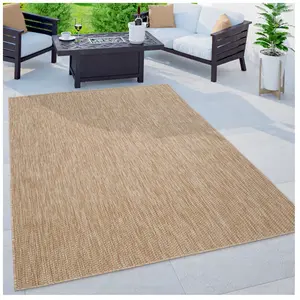 Paco Home Tapis Extérieur Balcon Terrasse Tapis Cuisine Uni Moucheté Beige Blanc Cassé 200x280 cm