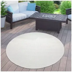 Tapis d'extérieur - PACO HOME - Uni - Blanc Cassé - 80 cm rond pas cher