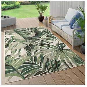 Paco Home Tapis Exterieur Terrasse Salon Cuisine Motif Boho Jungle Motif Palmiers Vert 120x170 cmVendu parbol