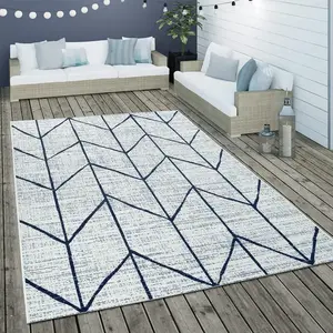 PACO HOME Tapis Intérieur & Extérieur Tissage À Plat Géométrique Motif Scandinave En Blanc [160x230 cm] pas cher