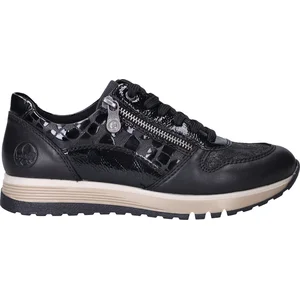 Basket Basse Cuir Rieker Lugano - Noir - Femme - Confort exceptionnel pas cher
