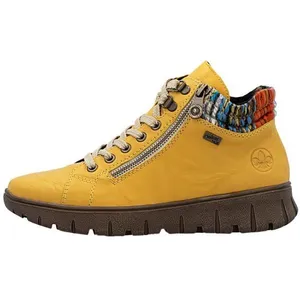 Basket Montante - RIEKER - Odeon - Cuir - Jaune - Femme - Lacets pas cher