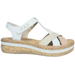 Rieker Sandaal V0919-80 Wit Beige Combi pas cher