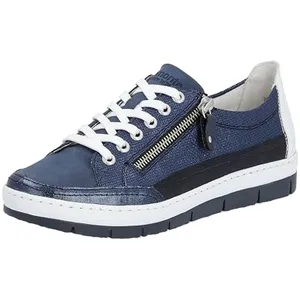 Baskets Femme - REMONTE D5826 - Talon Plat - Fermeture à Zip - Bleu pas cher