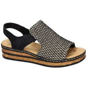 Rieker Sandales compensées pour femme 62971 Noir 40 EU, Noir, 40 EU pas cher
